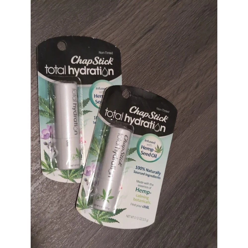 2 Pk ChapStick Total Hydration Lip Balm Essential Oils Seed Oil